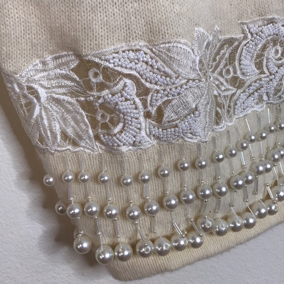 Fully fashion wool and rabbit blend pearl embellished pullover ladies sweater - Picture 5 of 12